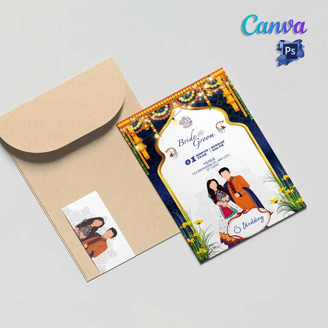 Traditional Indian Reception Ceremony Invitation Card