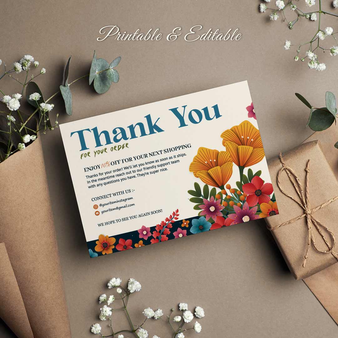 Thankyou card for Business/ shopping/ order