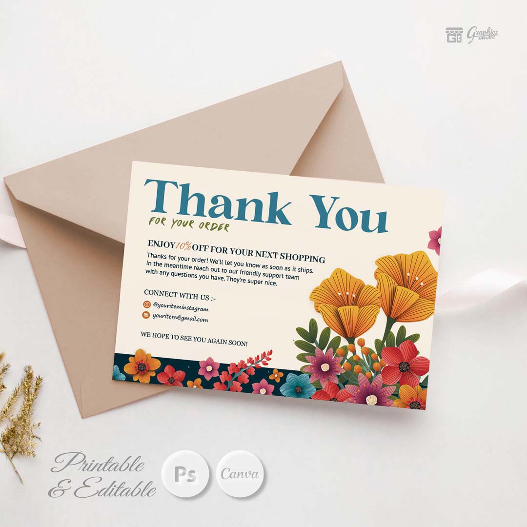 Thankyou card for Business/ shopping/ order