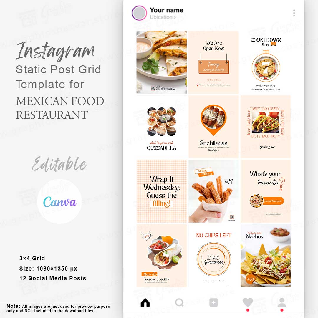 Mexican food instagram template
